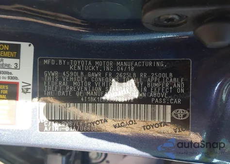 2018 Toyota Avalon Xle Premium из США, поврежденный, VIN 4T1BK1EB3JU289478